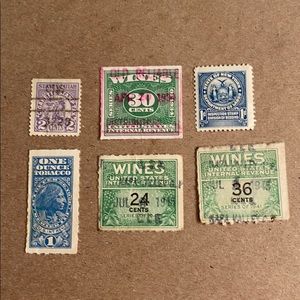 Lot of 6 U.S. Tax Stamps